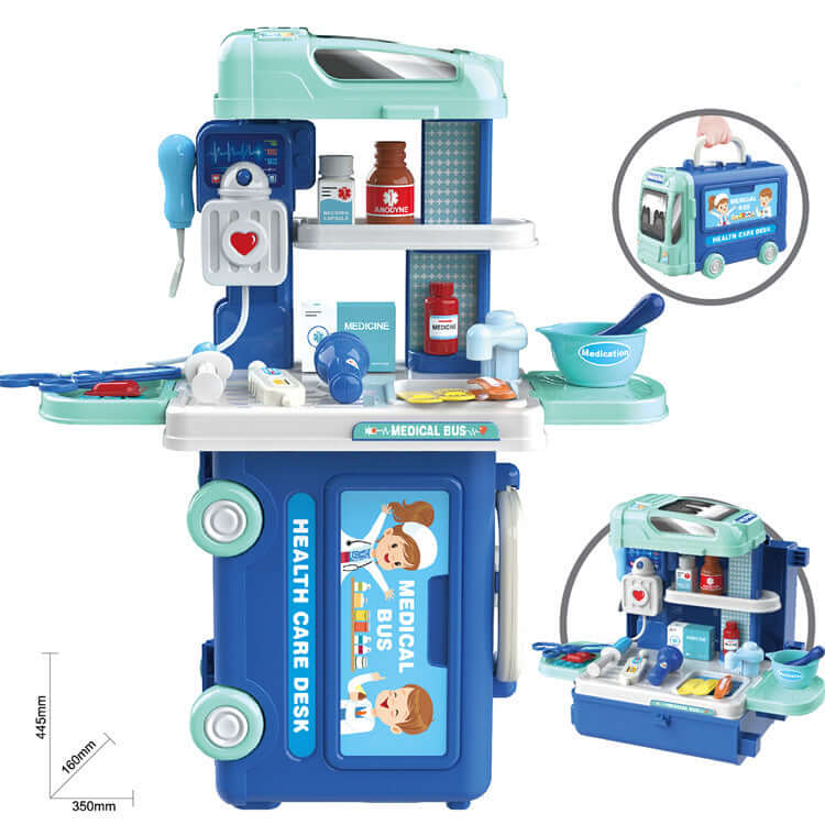 The Kids Kitchen Cutlery Set Tools Bus Suitcase Toys offers a fun and interactive way for children to play and learn. This vibrant set includes kitchen tools like utensils, pots, and pans, all neatly packed in a bus-shaped suitcase for easy storage and po