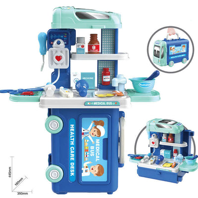 The Kids Kitchen Cutlery Set Tools Bus Suitcase Toys offers a fun and interactive way for children to play and learn. This vibrant set includes kitchen tools like utensils, pots, and pans, all neatly packed in a bus-shaped suitcase for easy storage and po