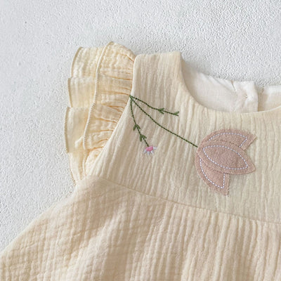 The Kids Summer Clothing Triangle Princess Dress is an enchanting and comfortable romper that will make your little one feel like a princess. Featuring a beautifully embroidered triangle design and a Korean-inspired style, this dress is perfect for warm w